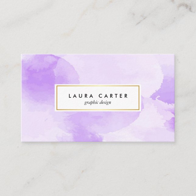 Watercolor Purple Professional Business Card (Front)