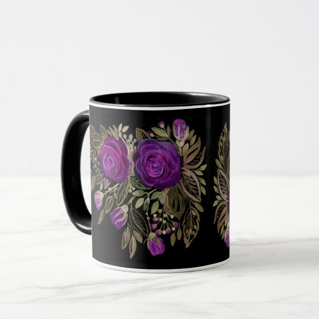 Watercolor Purple roses Mug (Front Left)