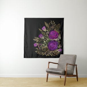 Watercolor Purple roses Tapestry