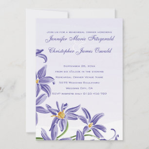Watercolor Purple Spring Flowers Rehearsal Dinner Invitation