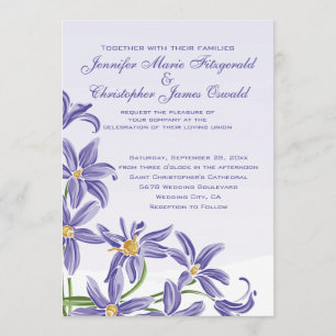Watercolor Purple Spring Flowers Wedding Invitation