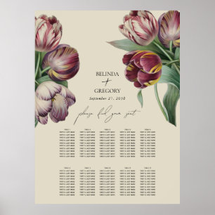Watercolor Purple Tulips Wedding Seating Chart