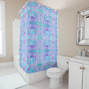 Watercolor Purple Turquoise Swirl Abstract Painted Shower Curtain