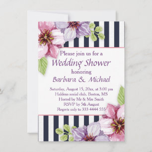 Watercolor purple violet flowers Wedding Shower Invitation