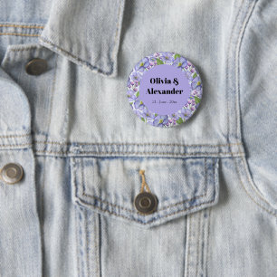 Watercolor Purple Violets & Floral Pattern 6 Cm Round Badge