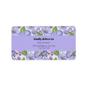 Watercolor Purple Violets & Floral Pattern Label