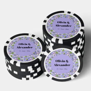 Watercolor Purple Violets & Floral Pattern Poker Chips
