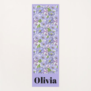 Watercolor Purple Violets & Floral Pattern Yoga Mat