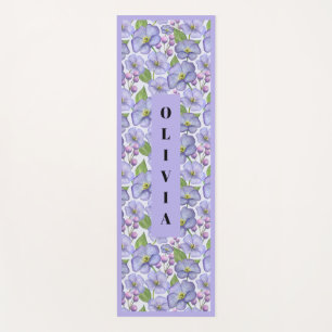 Watercolor Purple Violets & Floral Pattern Yoga Mat
