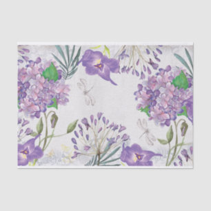 Watercolor Purple Violets Hydrangeas Greenery Tissue Paper