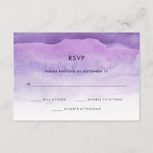 Watercolor Purple Waves Wedding RSVP Response