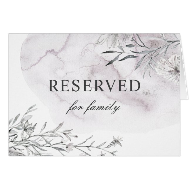 Watercolor purple wedding. Floral reserved sign (Front Horizontal)