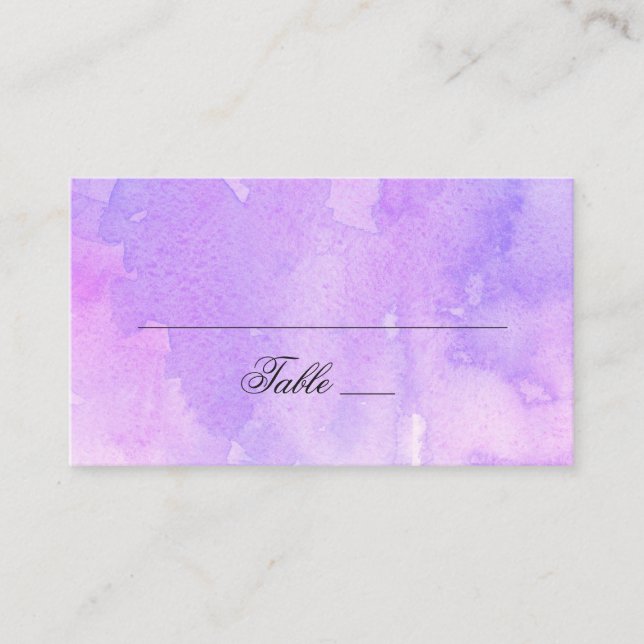 Watercolor purple wedding. Romantic lavender Place Card (Front)