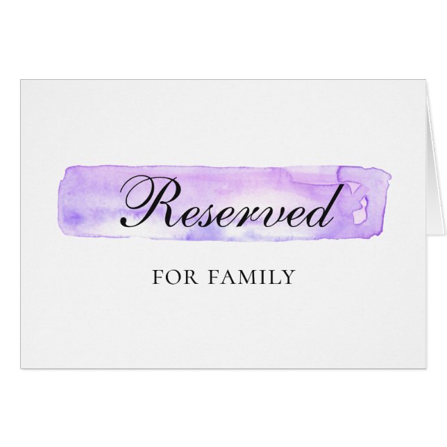 Watercolor purple wedding. Simple reserved sign (Front Horizontal)