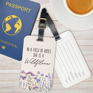 Watercolor Purple Wildflower Garden Nature Quote Luggage Tag