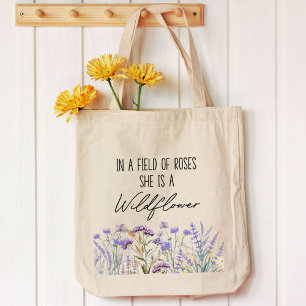 Watercolor Purple Wildflower Garden Nature Quote Tote Bag