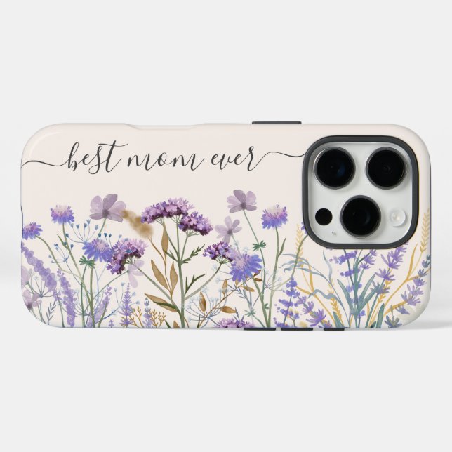 Watercolor Purple Wildflower Meadow Quote Case-Mate iPhone Case (Back (Horizontal))