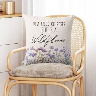 Watercolor Purple Wildflower Meadow Quote Cushion