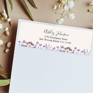 Watercolor Purple Wildflower Meadow Return Address