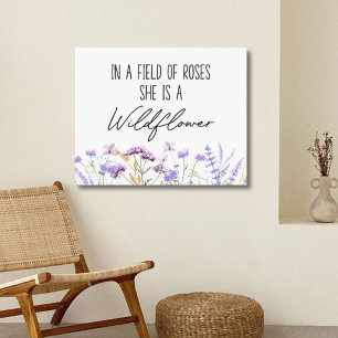 Watercolor Purple Wildflower Quote Horizontal Canvas Print