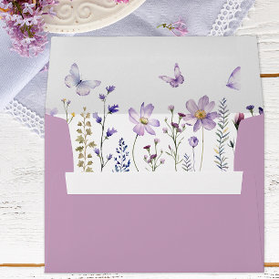 Watercolor Purple Wildflower Spring Birthday  Envelope