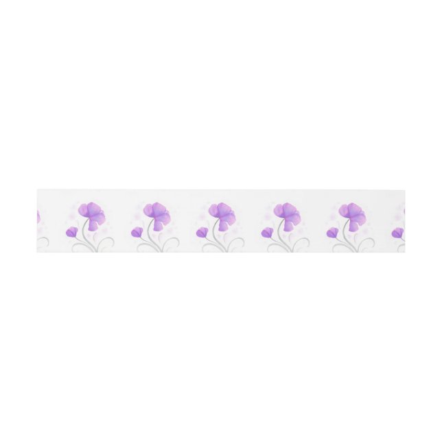 Watercolor purple wildflower wedding band invitation belly band (Flat)