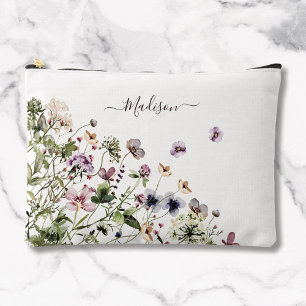 Watercolor Purple Wildflowers Accessory Pouch
