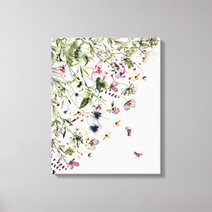 Watercolor Purple Wildflowers Canvas Print