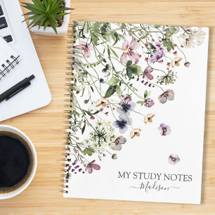 Watercolor Purple Wildflowers  Notebook