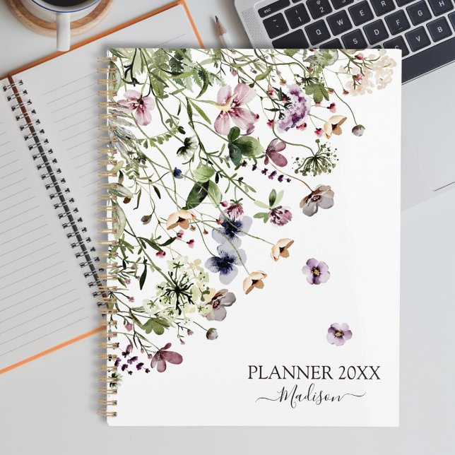 Watercolor Purple Wildflowers  Planner (In situ)