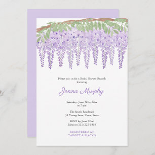 Watercolor Purple Wisteria Bridal Shower Party Invitation
