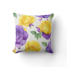 Watercolor Purple Yellow Rose 