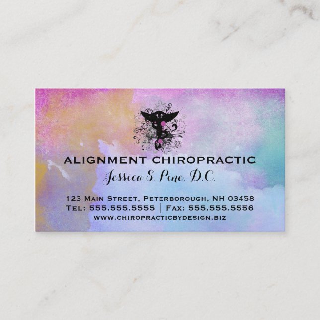 Watercolor {purples} Chiropractic Business Cards (Front)