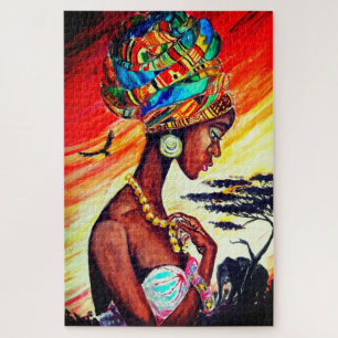 Watercolor Puzz African Princess\ Jigsaw Puzzle