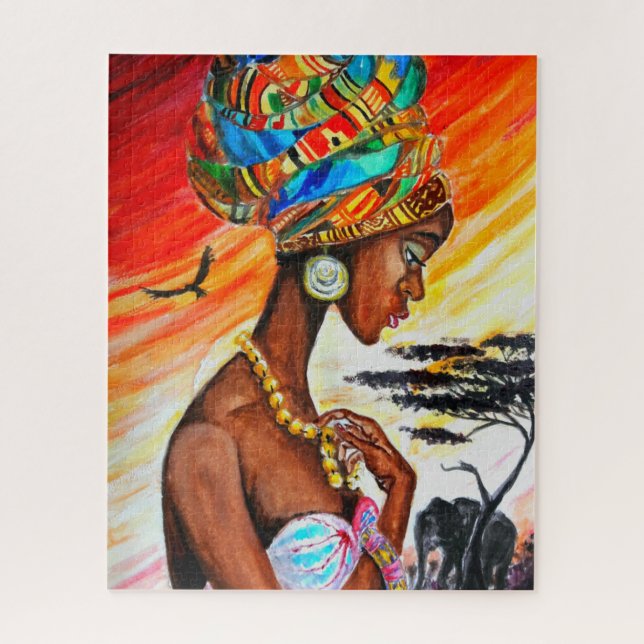 Watercolor Puzzle African Princess (Vertical)
