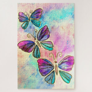 Watercolor Puzzle with Colourful Butterflies