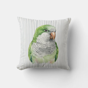 Watercolor Quaker Parrot Throw Pillow