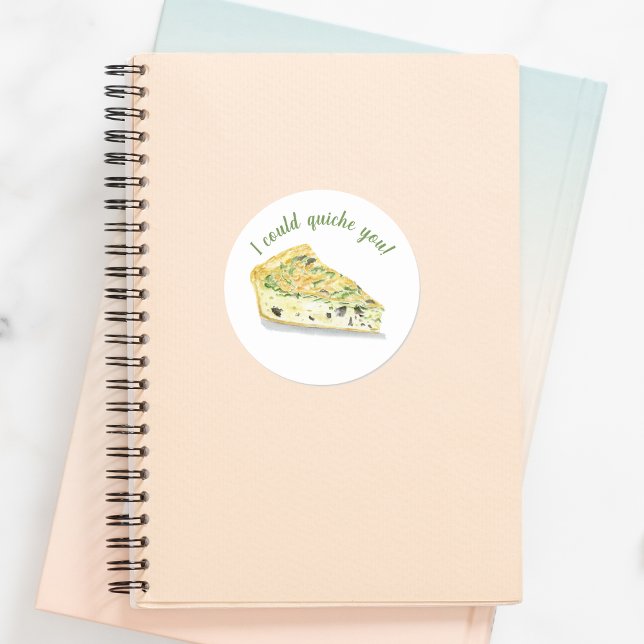 Watercolor Quiche I could quiche you!  Classic Round Sticker (Creator Uploaded)
