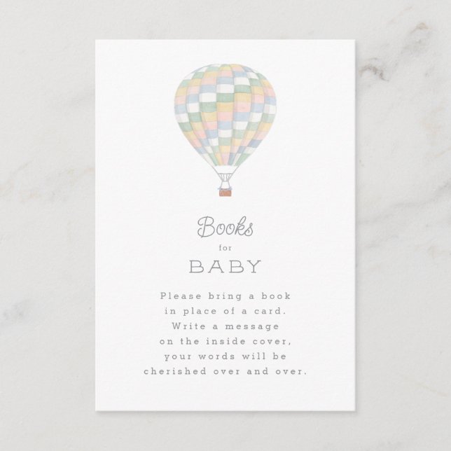 watercolor quilt hot air balloon Baby Shower Enclosure Card (Front)