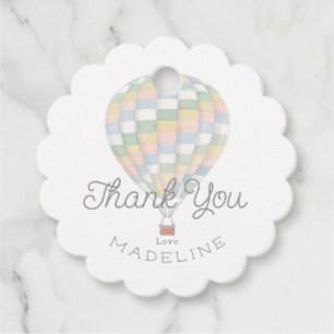 watercolor quilt hot air balloon Baby Shower Favour Tags