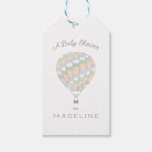 watercolor quilt hot air balloon Baby Shower Gift Tags