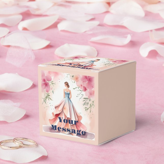 Watercolor Quinceanera Celebration Favour Box (Wedding)