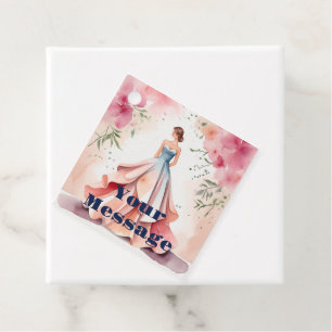 Watercolor Quinceanera Celebration Favour Tags