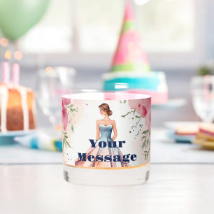 Watercolor Quinceanera Celebration Whiskey Glass