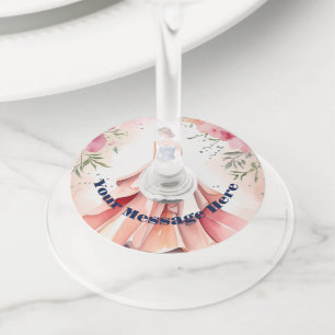 Watercolor Quinceanera Celebration Wine Glass Tag