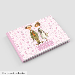 Watercolor Quirky Bride Groom Guest book