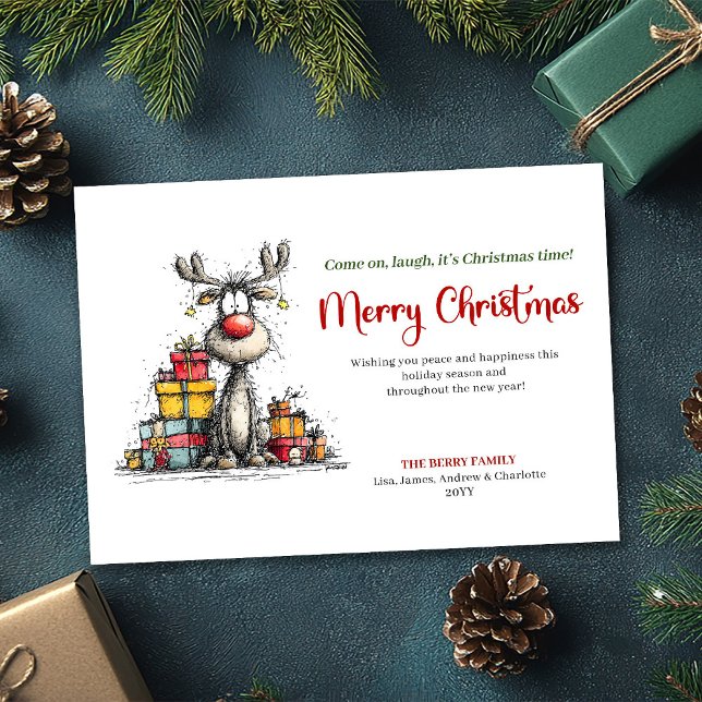 Watercolor quirky reindeer holiday greeting card (Watercolor quirky reindeer holiday greeting card

)
