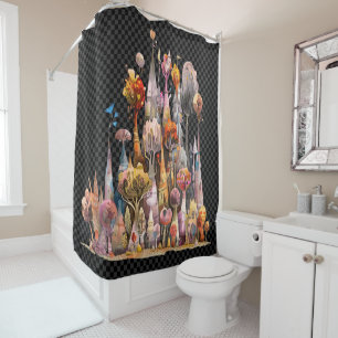 Watercolor Quirky Whimsical Mushroom Forest Shower Curtain