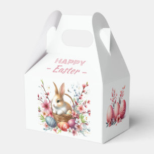 Watercolor Rabbit Easter Eggs & Flowers - Favour Box