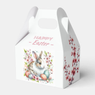 Watercolor Rabbit Easter Eggs & Flowers -   Favour Box